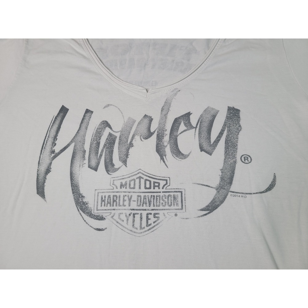 Harley-Davidson Graphic Shirt Women XL White V-Neck Short Sleeve‎ Tifton Georgia - Picture 8 of 9